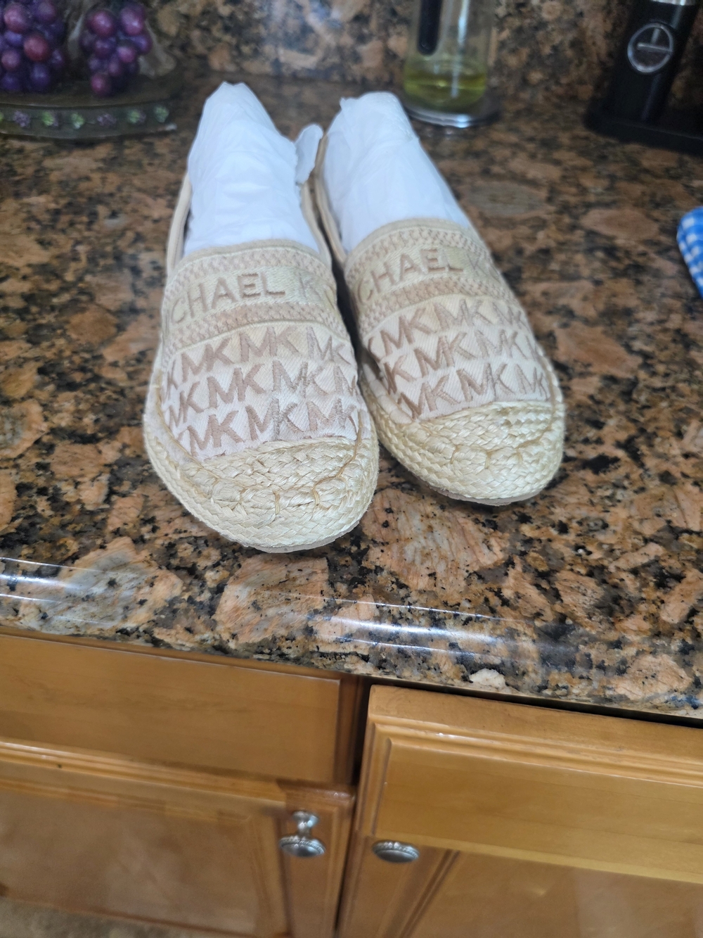 Michael Kors Beige MK Espadrille Slip-Ons